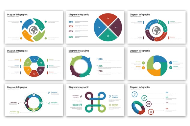 彩色环形关系图PPT模板 - 顶尖PPT