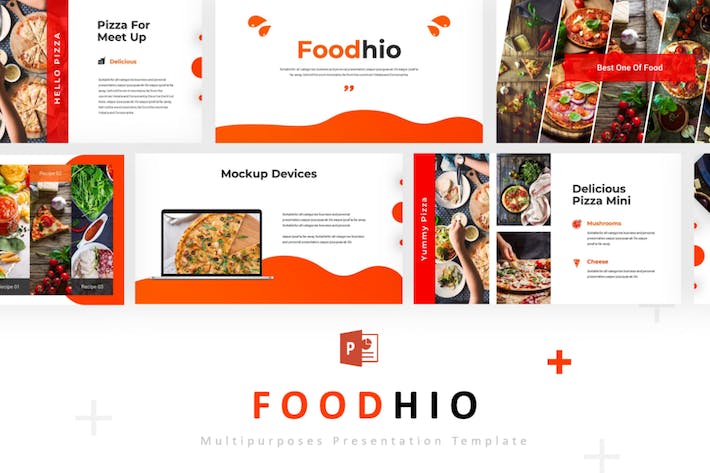 橙红色美食餐饮餐厅宣传PPT模板 - 顶尖PPT