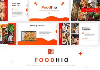 橙红色美食餐饮餐厅宣传PPT模板 - 顶尖PPT