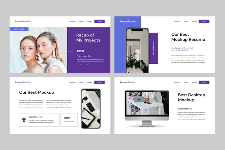 创意简历个人作品集设计展示Keynote模板 - 顶尖PPT