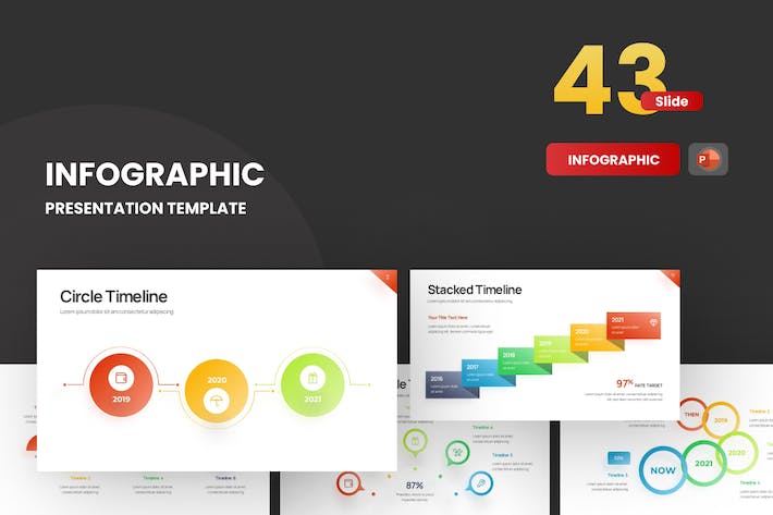项目时间轴梯度图形PPT模板 - 顶尖PPT