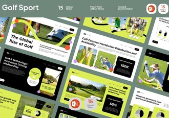 高尔夫运动项目推广动感风格展示PPT模板 - 顶尖PPT