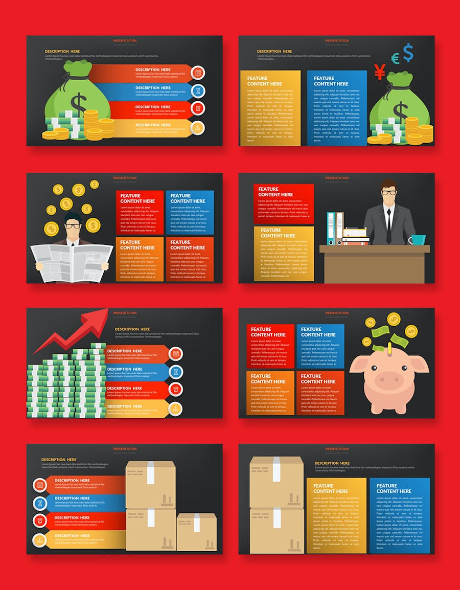 货币储蓄理财财务数据分析信息图表keynote模板 - 顶尖PPT