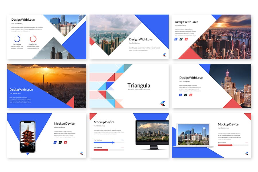 三角形板式设计商务风格Keynote模板 - 顶尖PPT