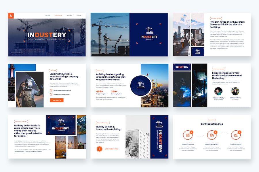 蓝色工业工厂企业介绍PPT模板 - 顶尖PPT