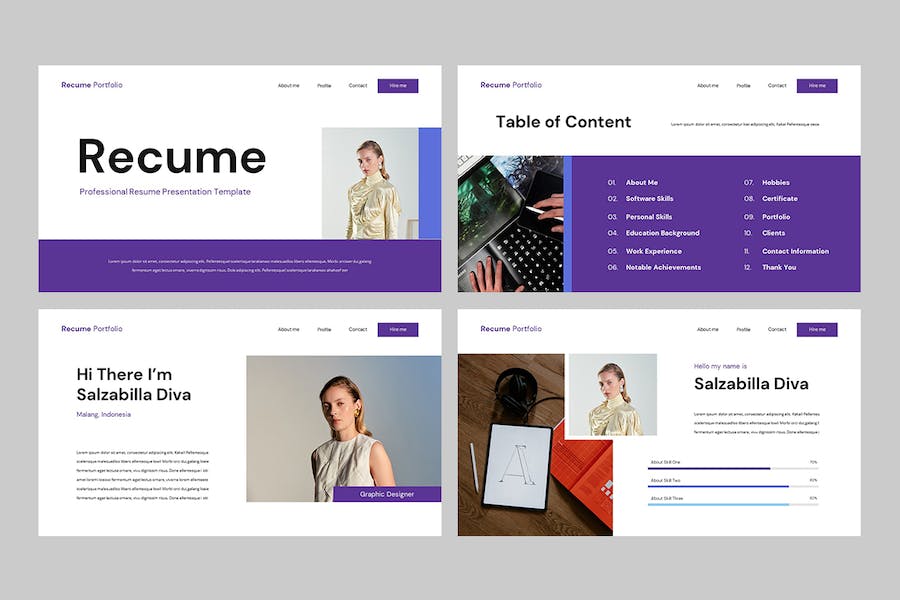 创意简历个人作品集设计展示Keynote模板 - 顶尖PPT