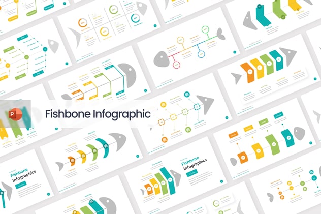 多种样式彩色鱼骨信息图形PPT模板 - 顶尖PPT