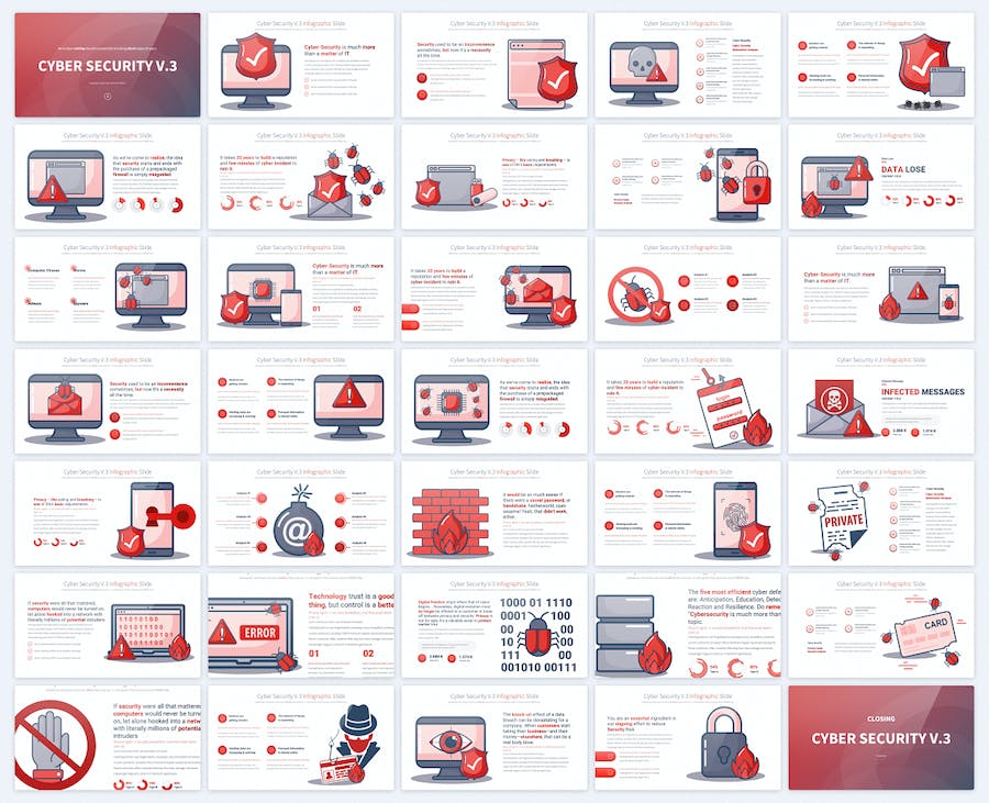 网络科技安全图形插画keynote模板 - 顶尖PPT