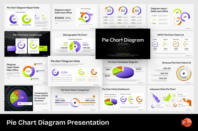 饼图数据分析展示PPT模板 - 顶尖PPT