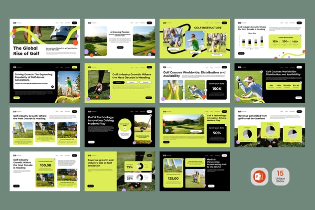 高尔夫运动项目推广动感风格展示PPT模板 - 顶尖PPT