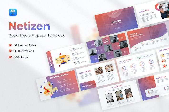 网友社交媒体提案主题演讲keynote模板 - 顶尖PPT