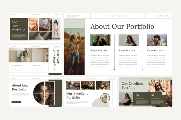 创意极简风格摄影模特服装展示PPT模板 - 顶尖PPT