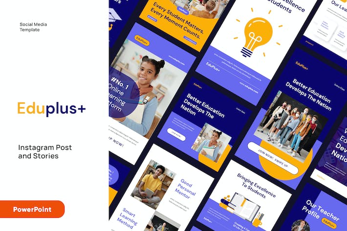教育行业社交媒体Instagram推广PPT模板 - 顶尖PPT