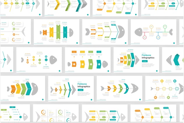 多种样式彩色鱼骨信息图形PPT模板 - 顶尖PPT