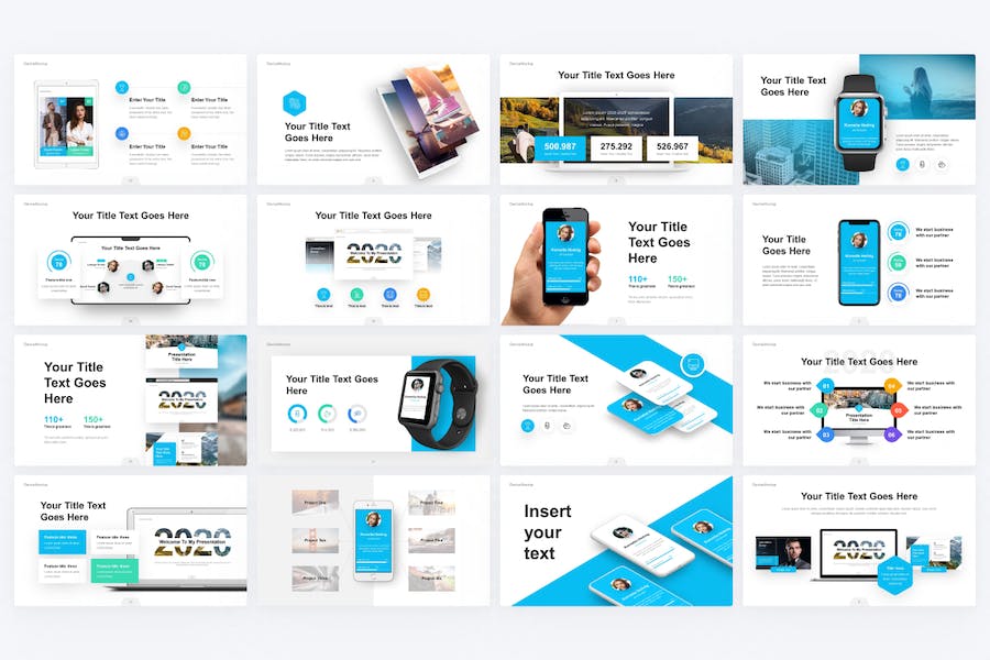 移动设备样机模型PowerPoint模板 - 顶尖PPT