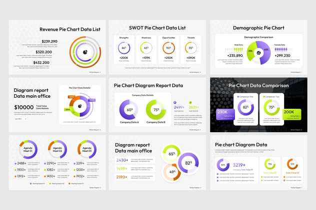 饼图数据分析展示PPT模板 - 顶尖PPT