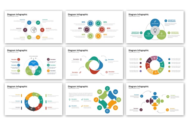 彩色环形关系图PPT模板 - 顶尖PPT