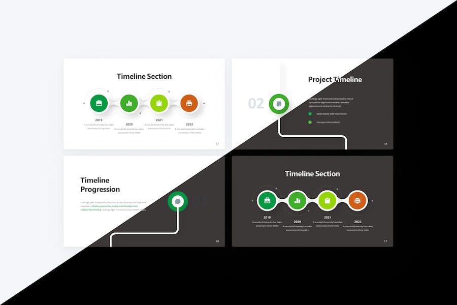 项目时间轴流程图步骤指向图keynote模板 - 顶尖PPT