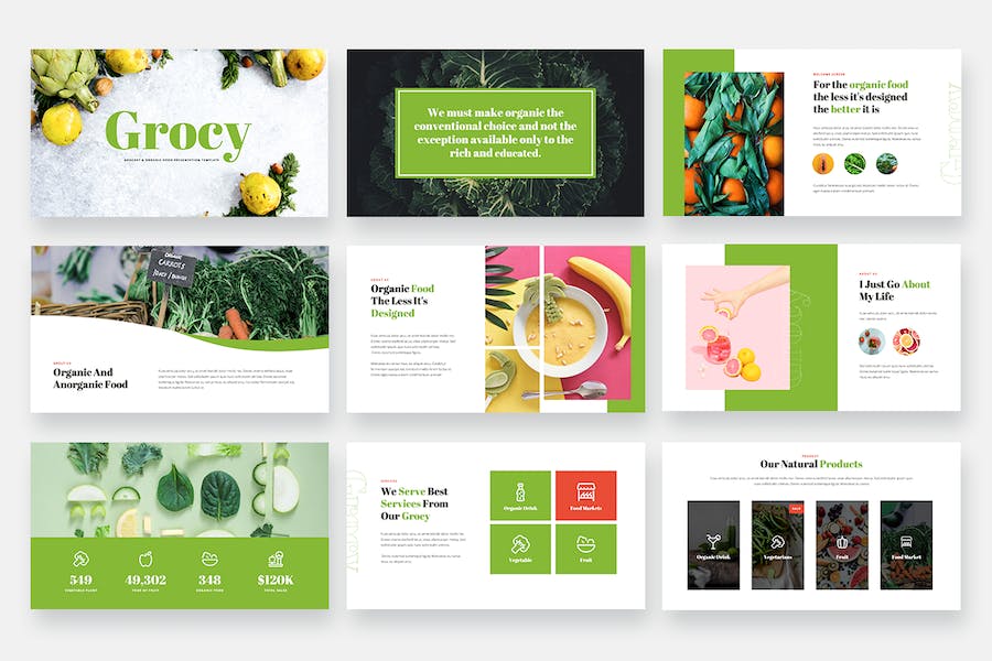 有机食品杂货品牌宣传主题演讲Keynote模板 - 顶尖PPT