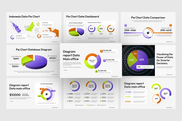 饼图数据分析展示PPT模板 - 顶尖PPT