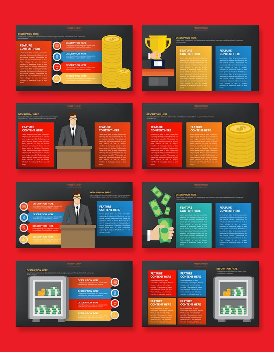 货币储蓄理财财务数据分析信息图表keynote模板 - 顶尖PPT