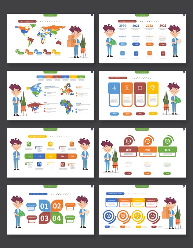 彩色微立体风商务图形PPT模板 - 顶尖PPT