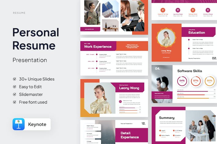 个人信息工作经历技能展示keynote模板 - 顶尖PPT