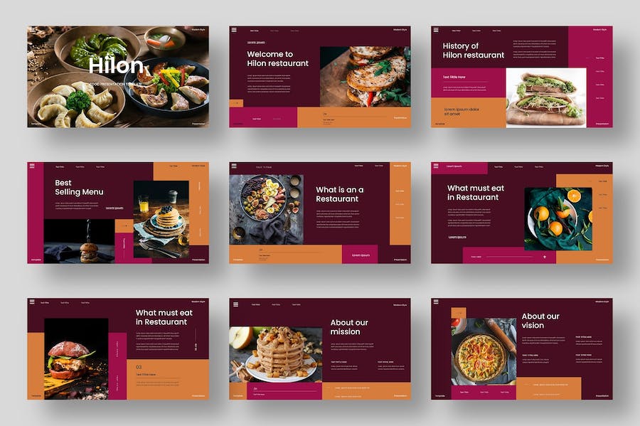 餐厅餐饮美食介绍宣传食品主题PPT模板 - 顶尖PPT