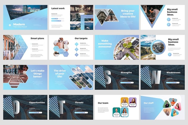 现代项目进展状态信息图表提案PPT模板 - 顶尖PPT