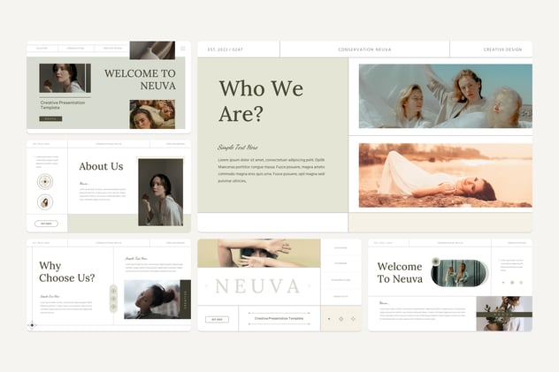 创意极简风格摄影模特服装展示PPT模板 - 顶尖PPT