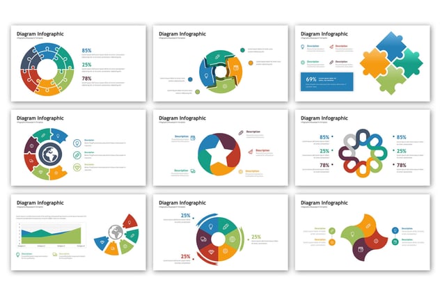 彩色环形关系图PPT模板 - 顶尖PPT