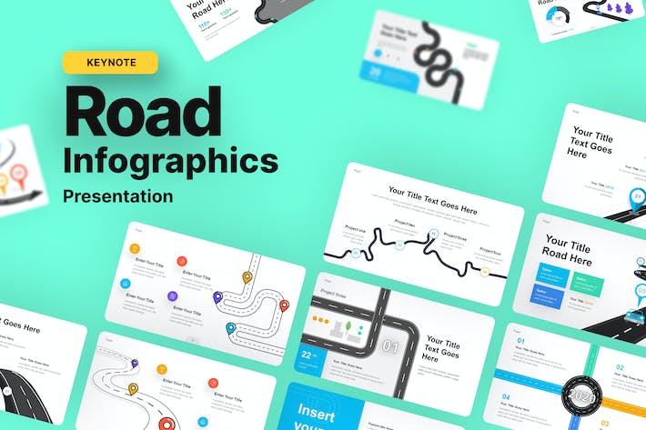 道路时间线信息图形keynote模板 - 顶尖PPT