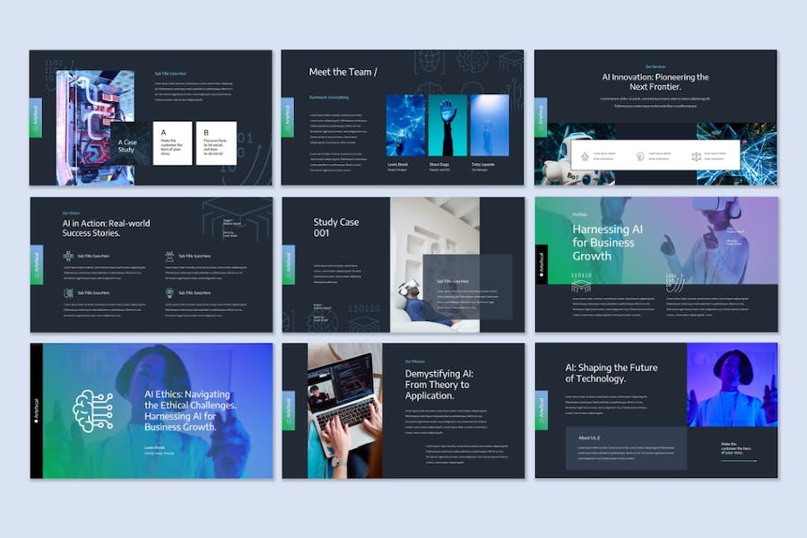 人工智能技术发展应用展示讲述方案PPT模板 - 顶尖PPT