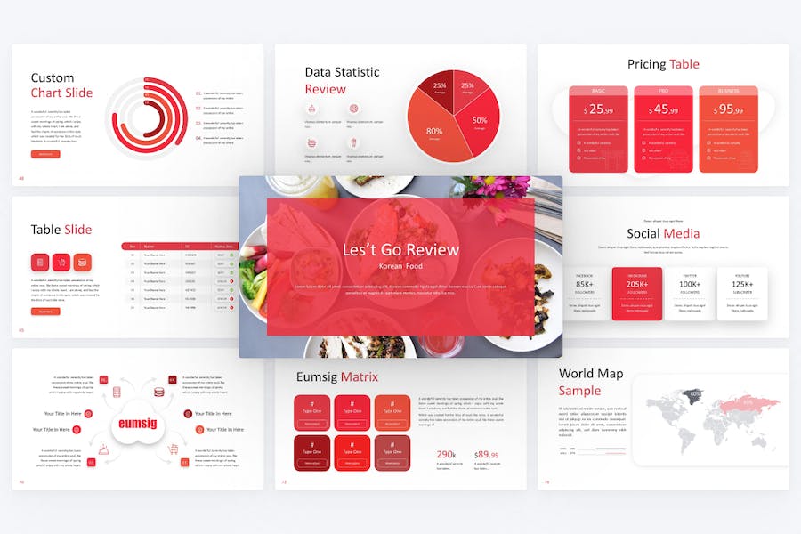 红色餐厅餐饮美食介绍宣传食品PPT模板 - 顶尖PPT