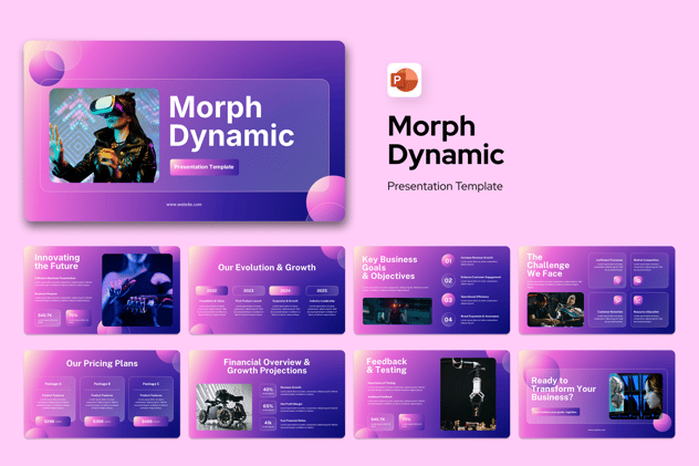 粉紫渐变VR科技人工智能PPT模板 - 顶尖PPT