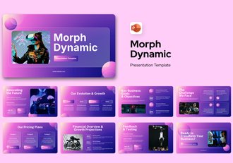 粉紫渐变VR科技人工智能PPT模板 - 顶尖PPT