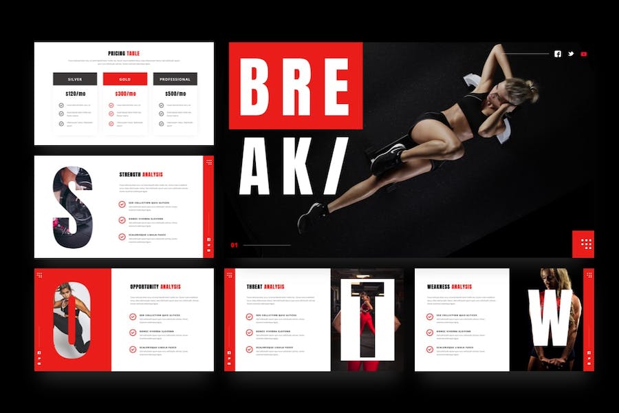 健身房健美主题keynote模板 - 顶尖PPT