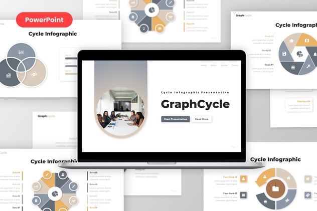 商务质感循环关系流程图形PPT模板 - 顶尖PPT