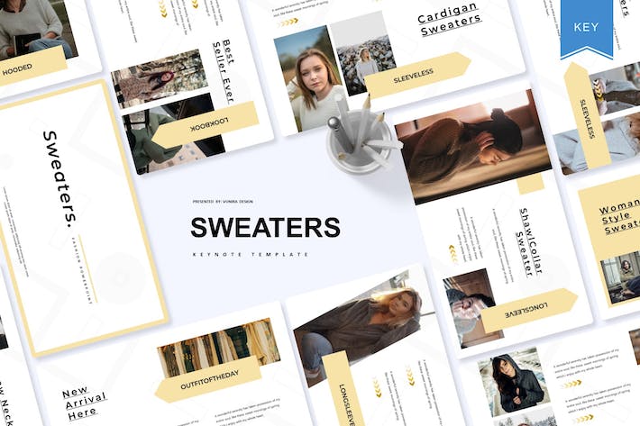 毛衣服装时尚品牌宣传Keynote模板 - 顶尖PPT
