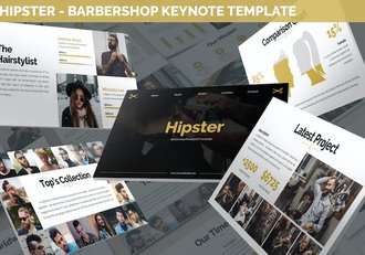 时尚潮人理发店形象宣传Keynote模板 - 顶尖PPT