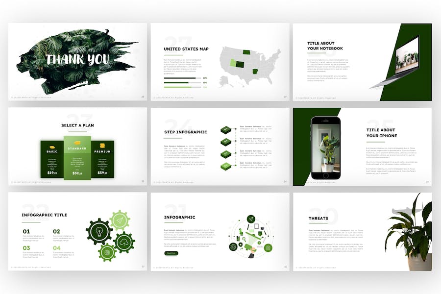 热带植物摆件盆栽keynote模板 - 顶尖PPT