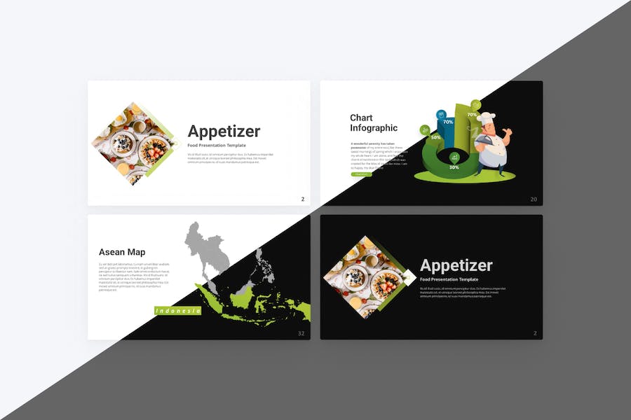 餐厅食物展示开胃菜食物餐饮美食通用PPT模板 - 顶尖PPT