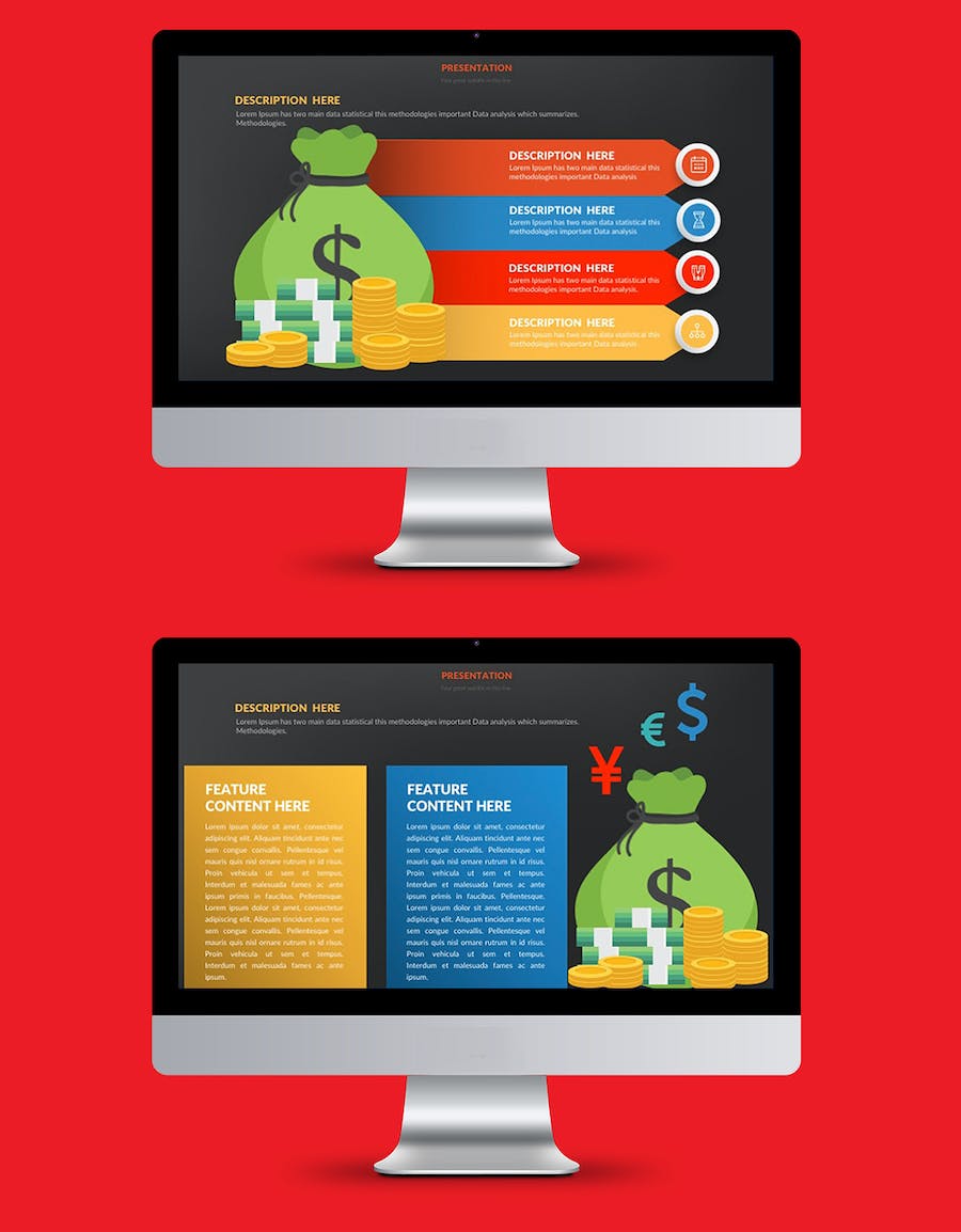 货币储蓄理财财务数据分析信息图表keynote模板 - 顶尖PPT