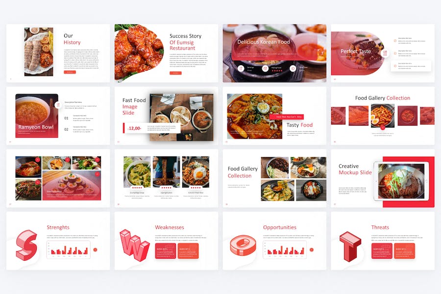 红色餐厅餐饮美食介绍宣传食品PPT模板 - 顶尖PPT