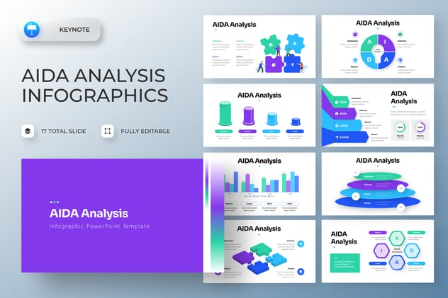 AIDA分析信息图表keynote模板 - 顶尖PPT