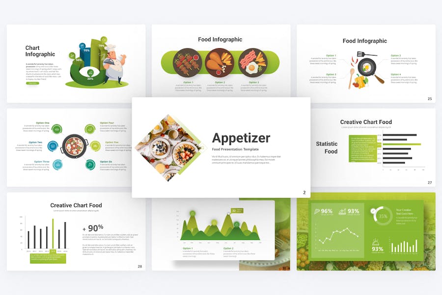 餐厅食物展示开胃菜食物餐饮美食通用PPT模板 - 顶尖PPT