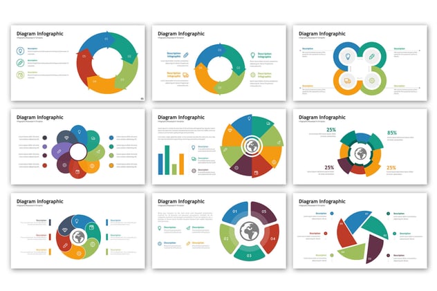 彩色环形关系图PPT模板 - 顶尖PPT
