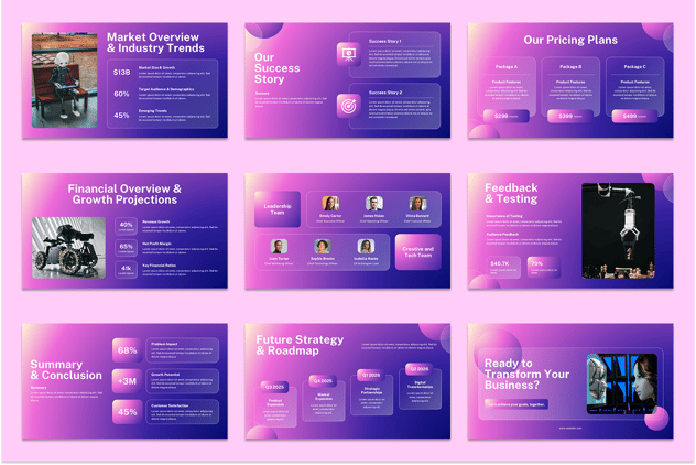 粉紫渐变VR科技人工智能PPT模板 - 顶尖PPT