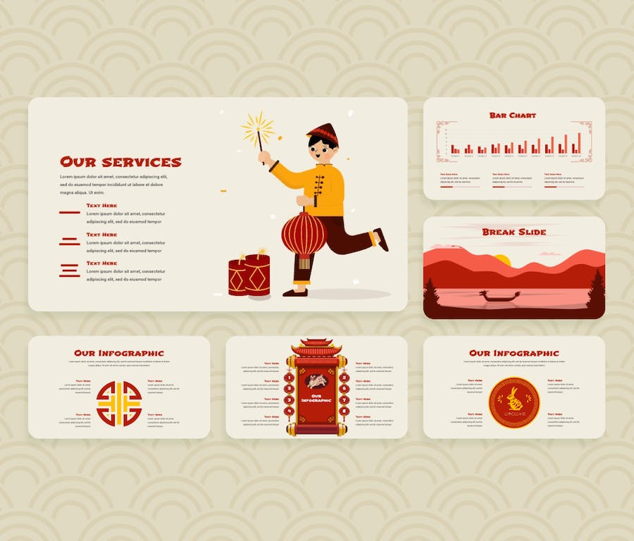 红色喜庆新年快乐文化传播PPT模板 - 顶尖PPT