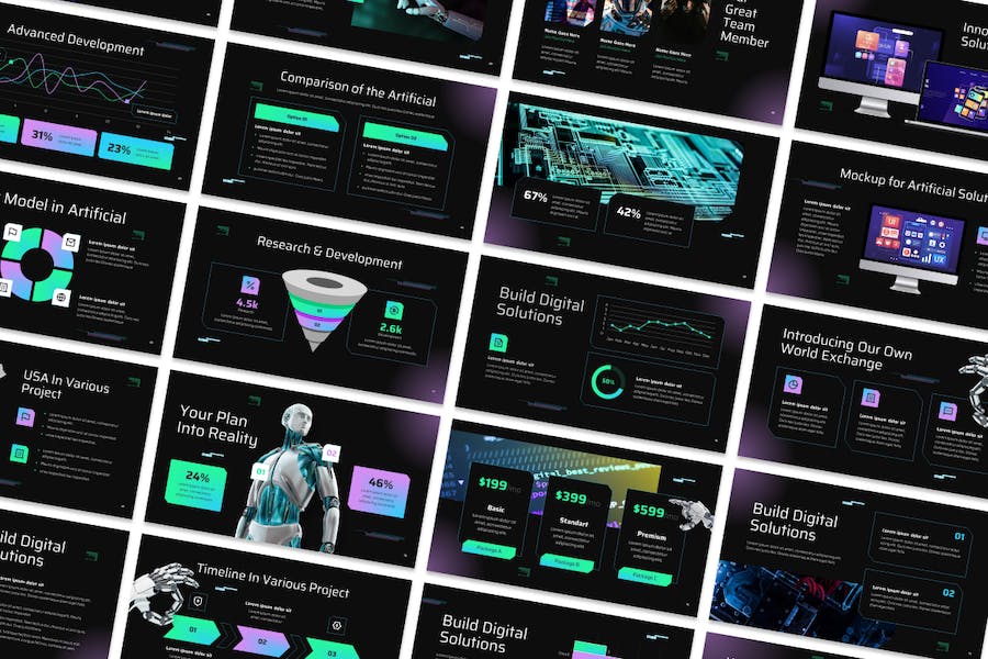 人工智能技术应用解决方案PPT模板 - 顶尖PPT